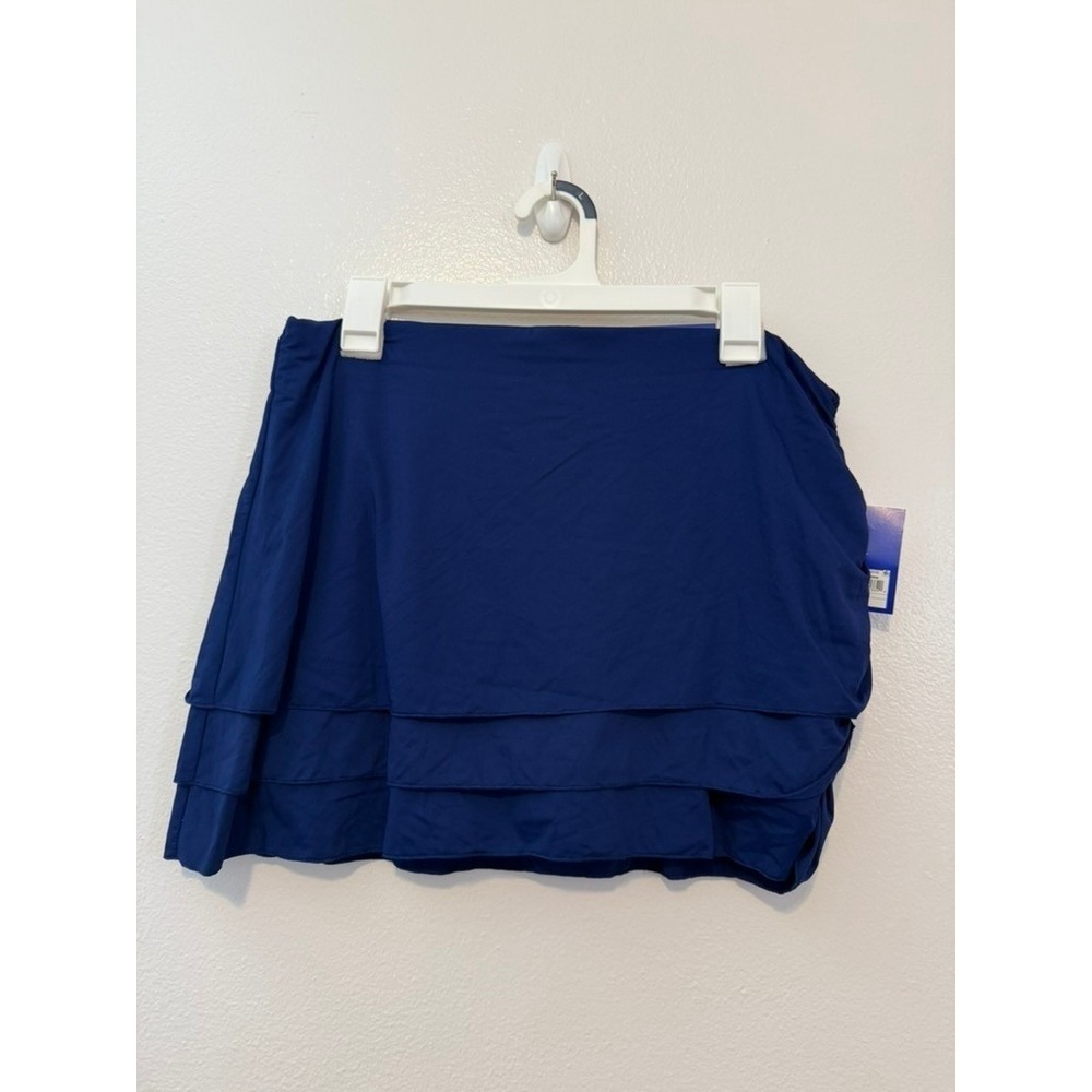 JoyLab Women Oxygen Blue High-Rise Tiered Ruffle Skort Built-In Shorts Large NEW